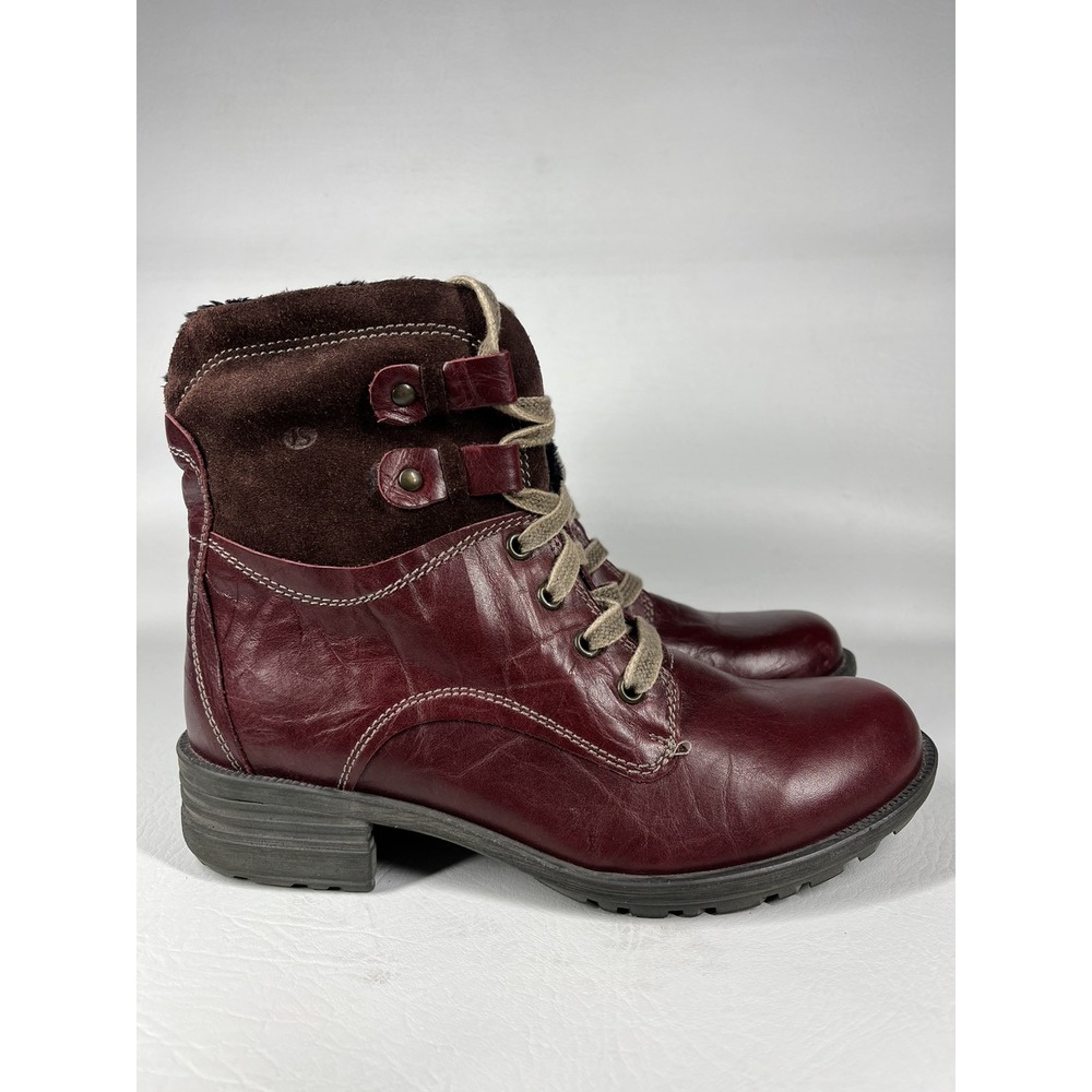 Josef Seibel Susie 01 Soft Leather Warm Lining Ankle Boot Burgundy Sz 37 US 6.5